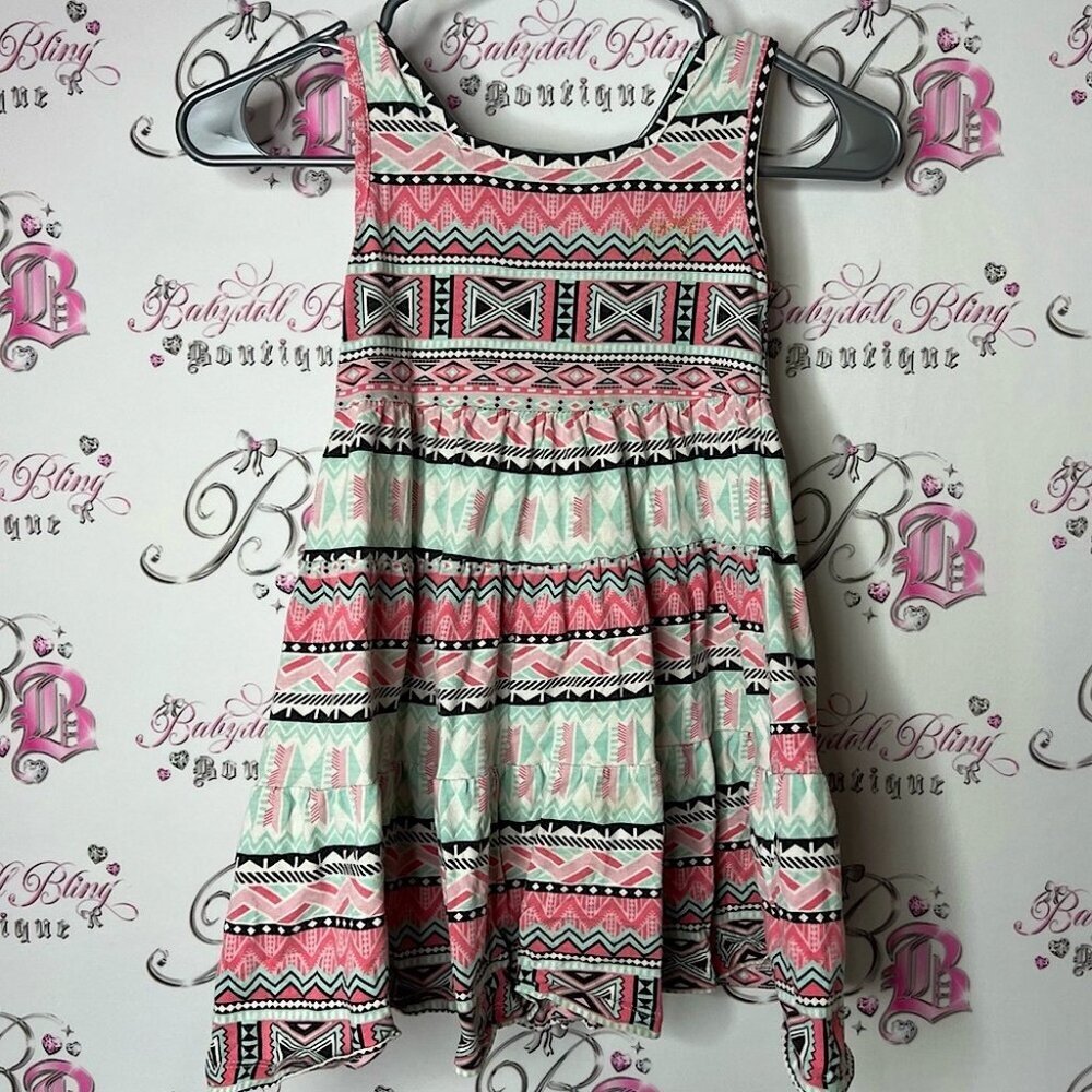 Juicy Couture tank top ruffle Aztec juicy logo gold Pink and Mint Patterned Kids